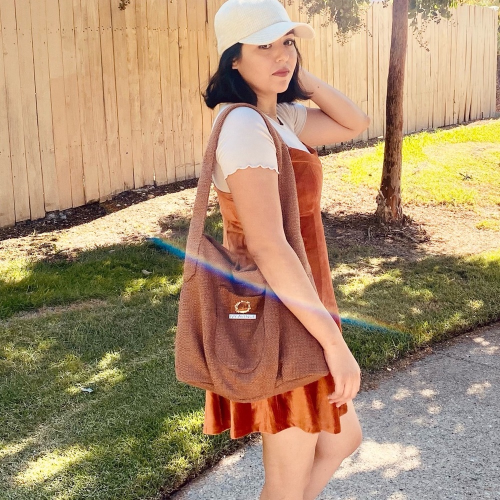 Linen polyester handbag/ diaper bag